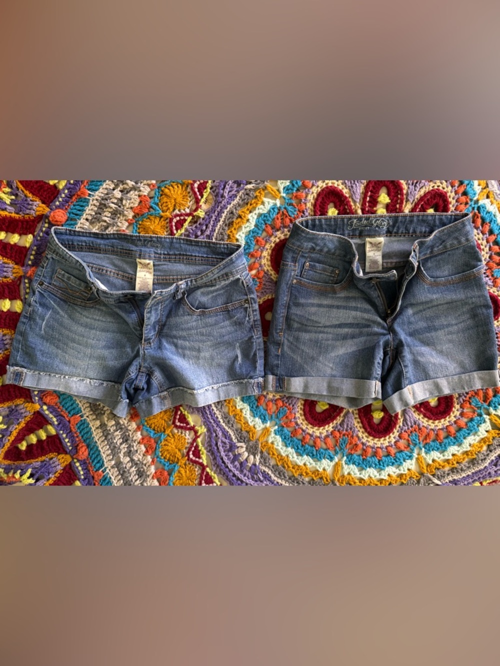Faded Glory Women's Faded Blue Rolled Hem Jean Shorts